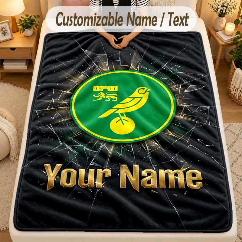 Flannel BlanketNorwich City Custom Name Text Personalized Soft Warm Throw Blanket Home Decor Gift
