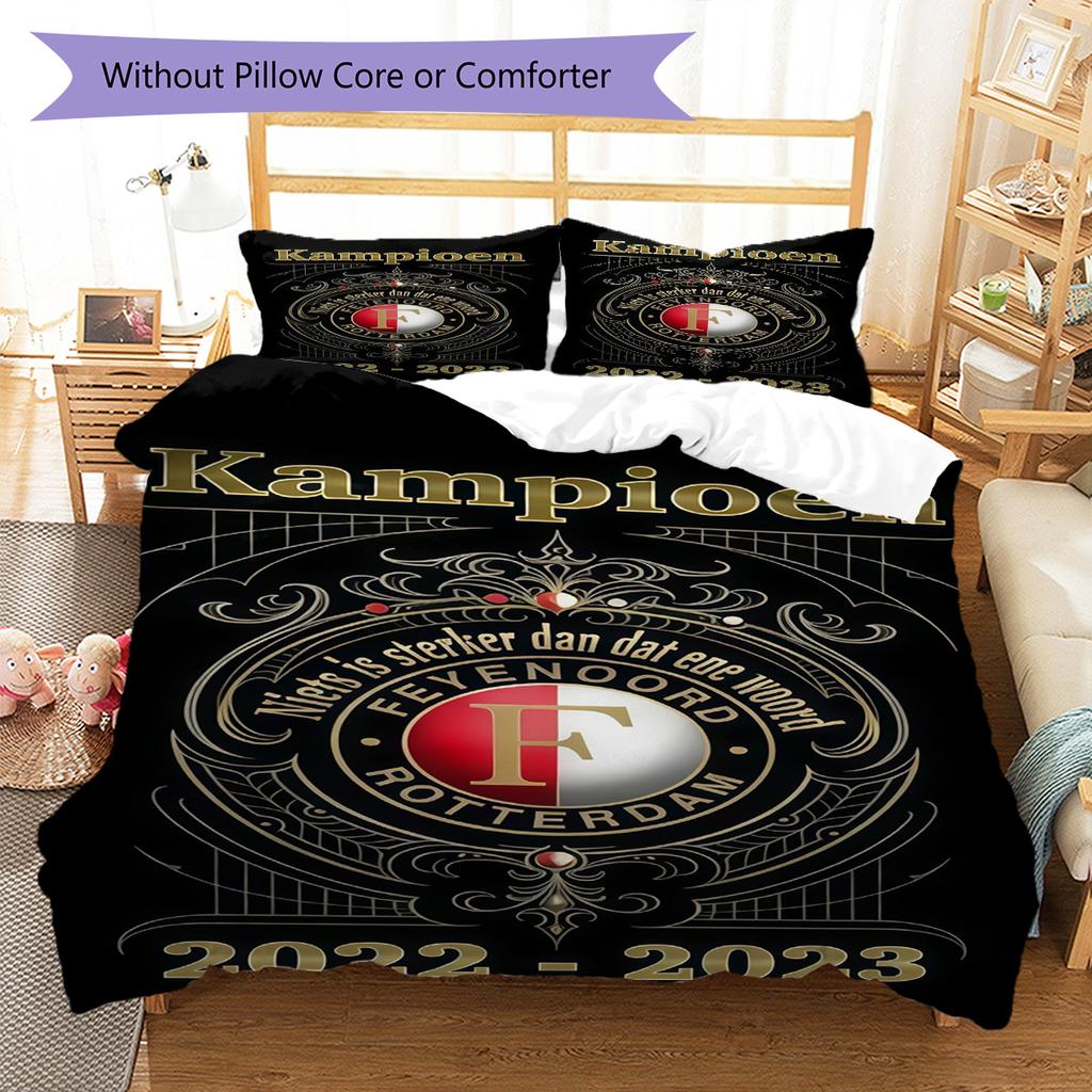 Feyenoord Rotterdam  Pattern Bedding Quilt Set Quilt Cover Pillowcase Home Decoration Birthday Gift (1 * Duvet Cover + 2 * Pillowcase, Without Core)