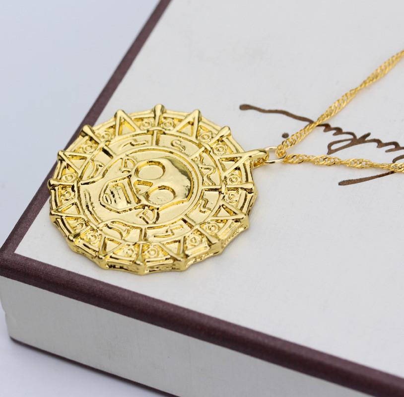 Pirates Of The Caribbean Necklace For Men With Gold Finish And Skull Charm Suitable For Gifts