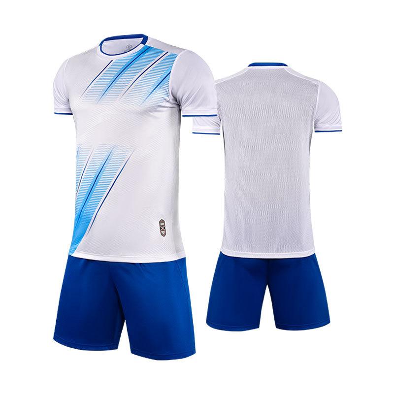 Short-sleeved Football Jersey Set Men's Adult Children's Students Same Football Training Jersey Jacquard Cloth Competition Jersey