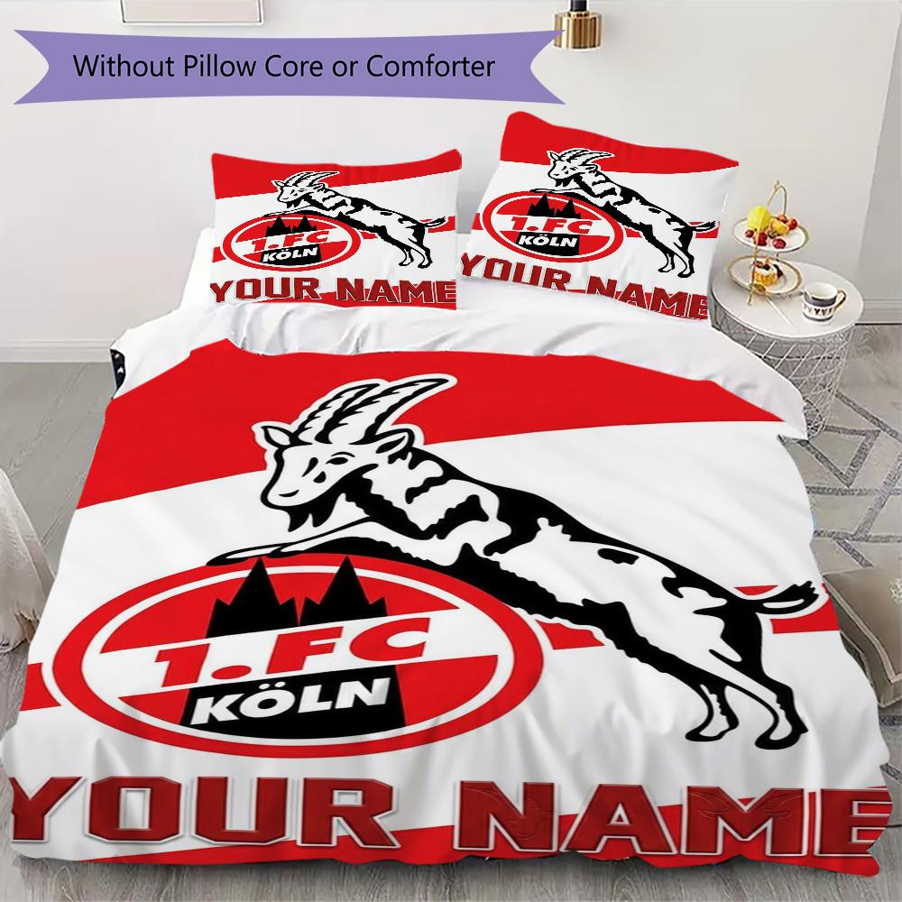 Custom Name FC KÖLN Bedding,Quilt Set Quilt Cover Pillowcase Home Birthday Gift(1 * Duvet Cover + 2 * Pillowcase, Without Core)_xia
