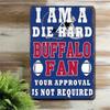 Buffalo Fan Sports Decor Metal Tin Sign Man Cave Football Art Office Bar Wall