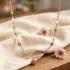 Summer Pink Sweet Girl Natural Colored Stone Beaded Necklace Handmade Niche Original Dopamine Temperament Girl Collarbone Chain