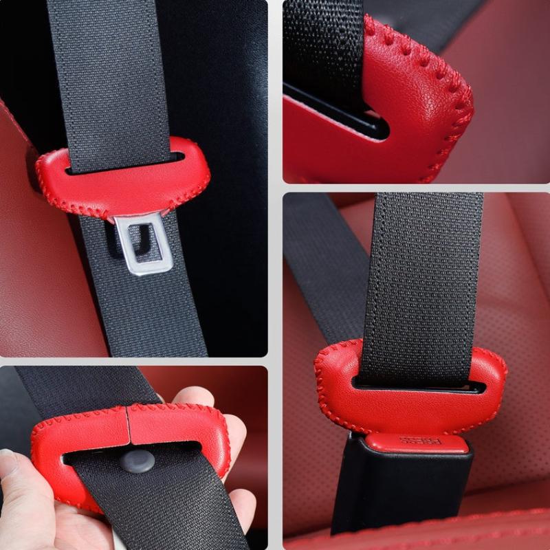 2Pcs Pu Leather Protection Wear Universal Car Seat Belt Buckle Cover Protector Anti-Collision Case Car Interior Accessories