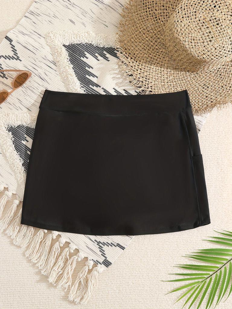 2026 Plus Size Black Casual Short Skirt - Women's Spring/Summer Fashion