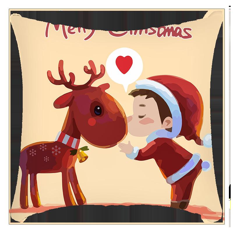 

Новая Рождественская наволочка Льняная с принтом Лось Санта Украшение Праздничная наволочка 45 * 45Cm pillowcase