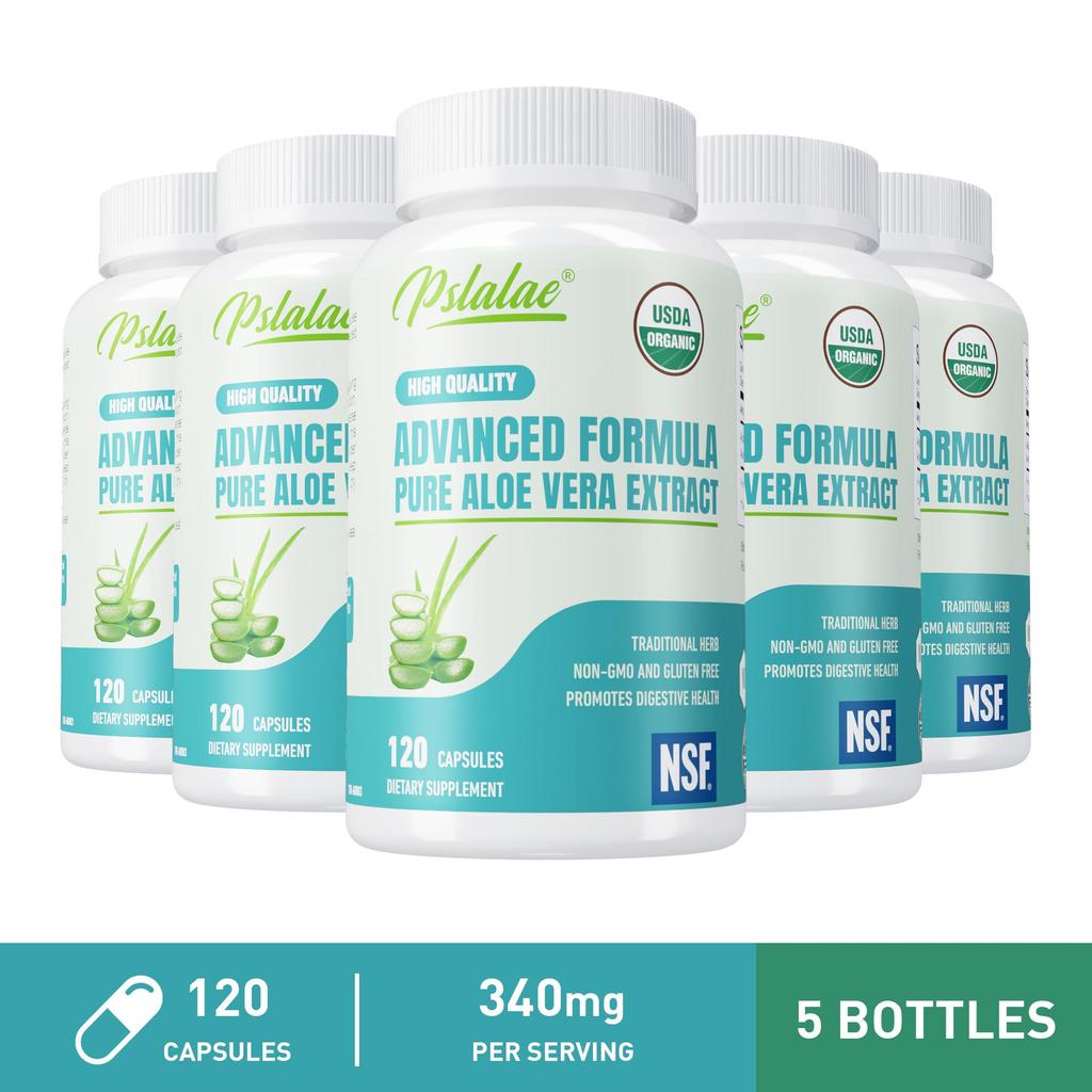 Bio-Aloe-Vera-Kapseln, unterstützen die Darmgesundheit, die Immunabwehr, geeignet für Männer und Frauen.
