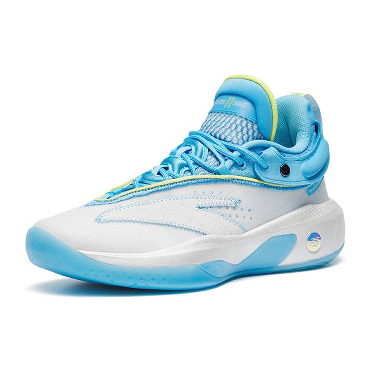 New ANTA KT8 Basketball Shoes Men High Top ANTA White/Clear Spring Blue/Sunshine Yellow 112241101-1