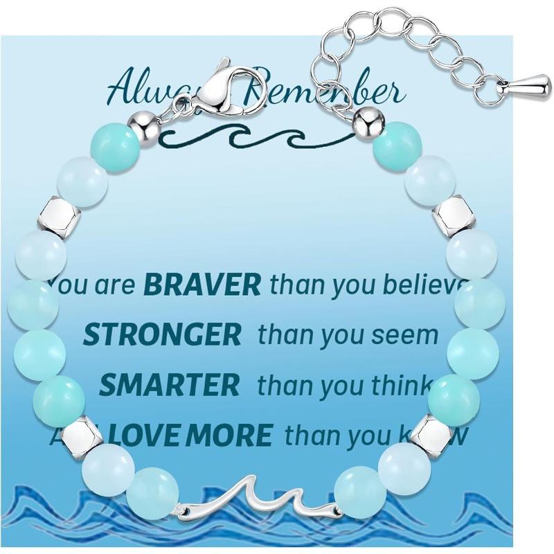 Wave Silver Bead Bracelet Wave Pendant Lobster Buckle Adjustable Silver Bead Bead Sister Wave Silver Bead Bracelet