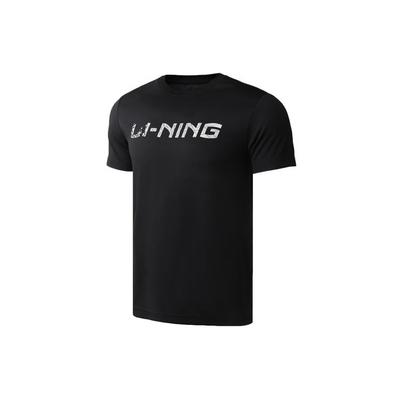 Li Ning Training Series Round Neck Letter Print Sports Short Sleeve T-Shirt Men Tops Black ATSQ305-2