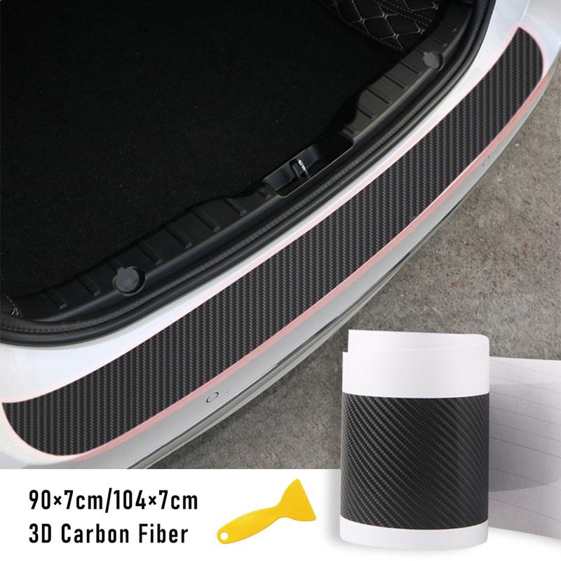 Car Door Anti-kick Protection Sticker Anti-scratch Film Car Rear Bumper Trim Car Trunk Threshold 3D Carbon Fiber Stripe Sticker