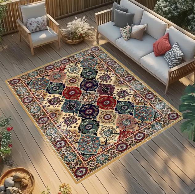 Bedroom Modern Printed Carpet Bohemian Style Anti Slip Flower Vintage Printed Carpet Restaurant Playroom Home Decoration Carpet