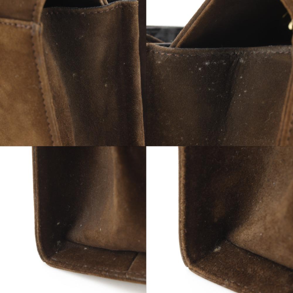 Salvatore Ferragamo Gancini Handbag 2WAYShoulder Brown Suede Women Used