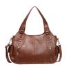 Women's High-End Versatile Korean Tote Bag - Brown Solid Color, Large Capacity, Single Shoulder Fashion Style