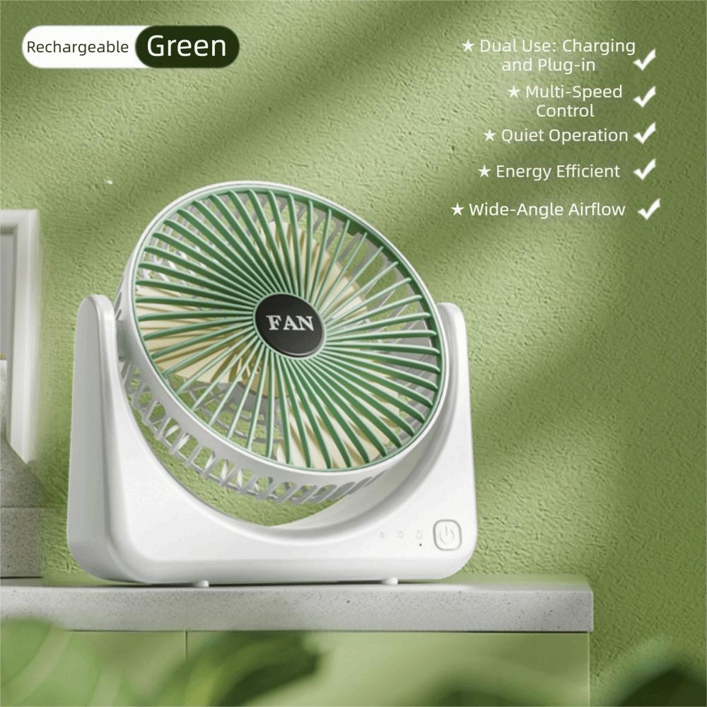 Strong Wind Portable Electric Fan Lightweight TriPole Desk Fan Desktop Mini Fan  Camping зелёный