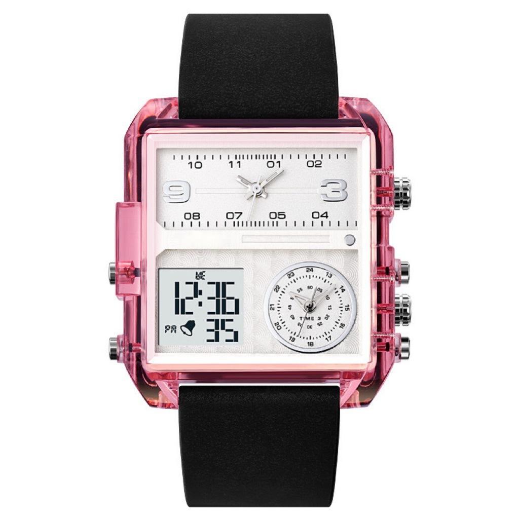 Fashion Trendy Cool Three-Hour Display Watch, Multi-Functional Green And Versatile Large Market Electronic Watch