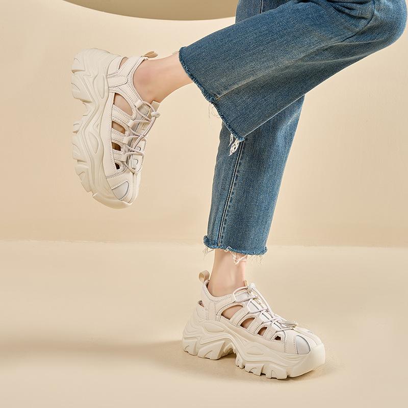 Augustine hollow dad shoes women 2025 summer new lightweight platform sports sandals little white shoes ins tide