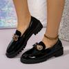 Fashion Women's Fashion Thick Heel Loafers Spring New Round Head Deep Bow Soft Sole Anti-slip Wear-resistant Single Shoes