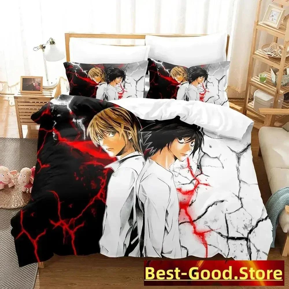 3D Death Anime Note Beding Set Printed Bed Linen Set With Pilowcase Soft Duvet Cover Soft Single Double Quen Super King-Sized Dimensionsd Dimensions