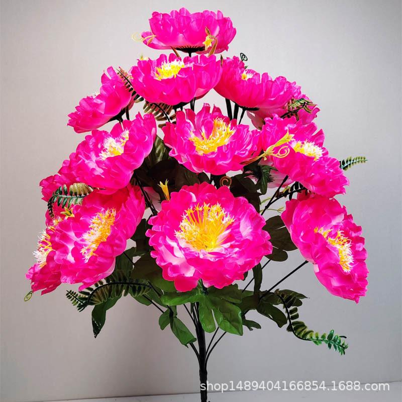 Artificial Flower 18 Heads Flash Peony Put Flower Living Room Decoration Silk Flower Indoor Flower Fake Flower