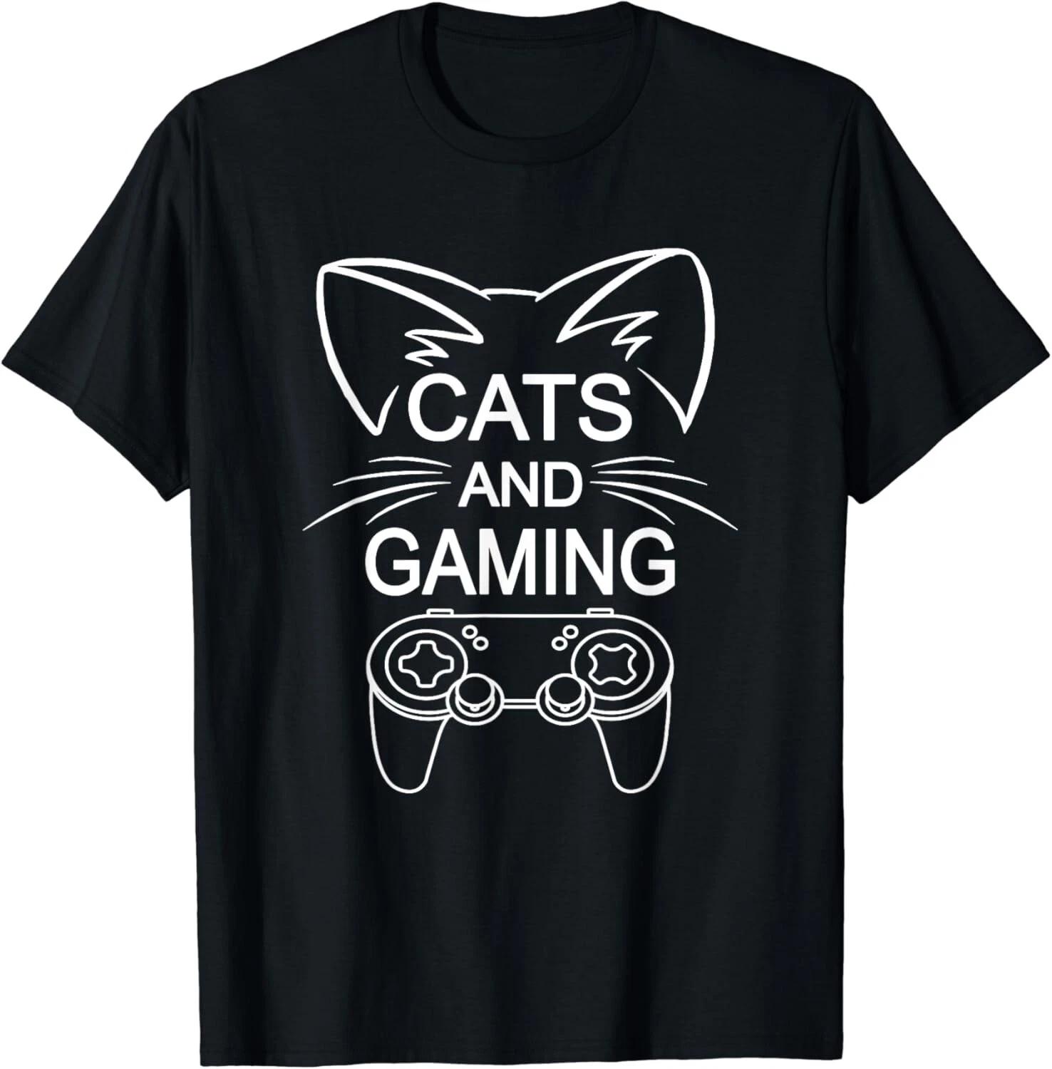 Cats And Gaming Funny Cat Lover Gaming Gift Gamer Gift Unisex T-Shirt S