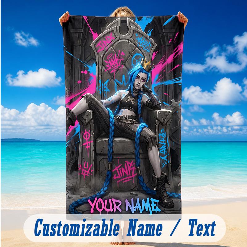 Beach Towel Custom Name Text, Quick Dry Large Towel For Beach HomeArcane