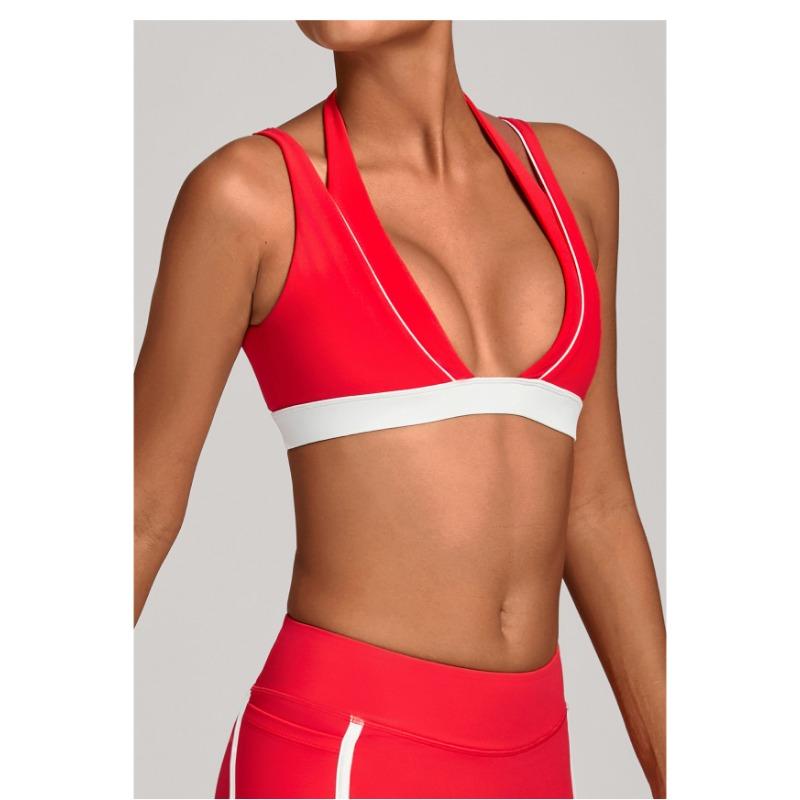 Women S Color Block Halter Yoga Bra Tight Sports Underwear For Fitness Running