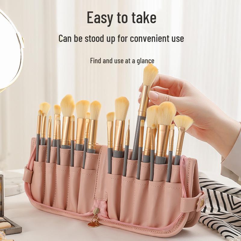PU Waterproof Foldable Makeup Brush Storage Bag: Multifunctional, Dustproof & Travel-Friendly