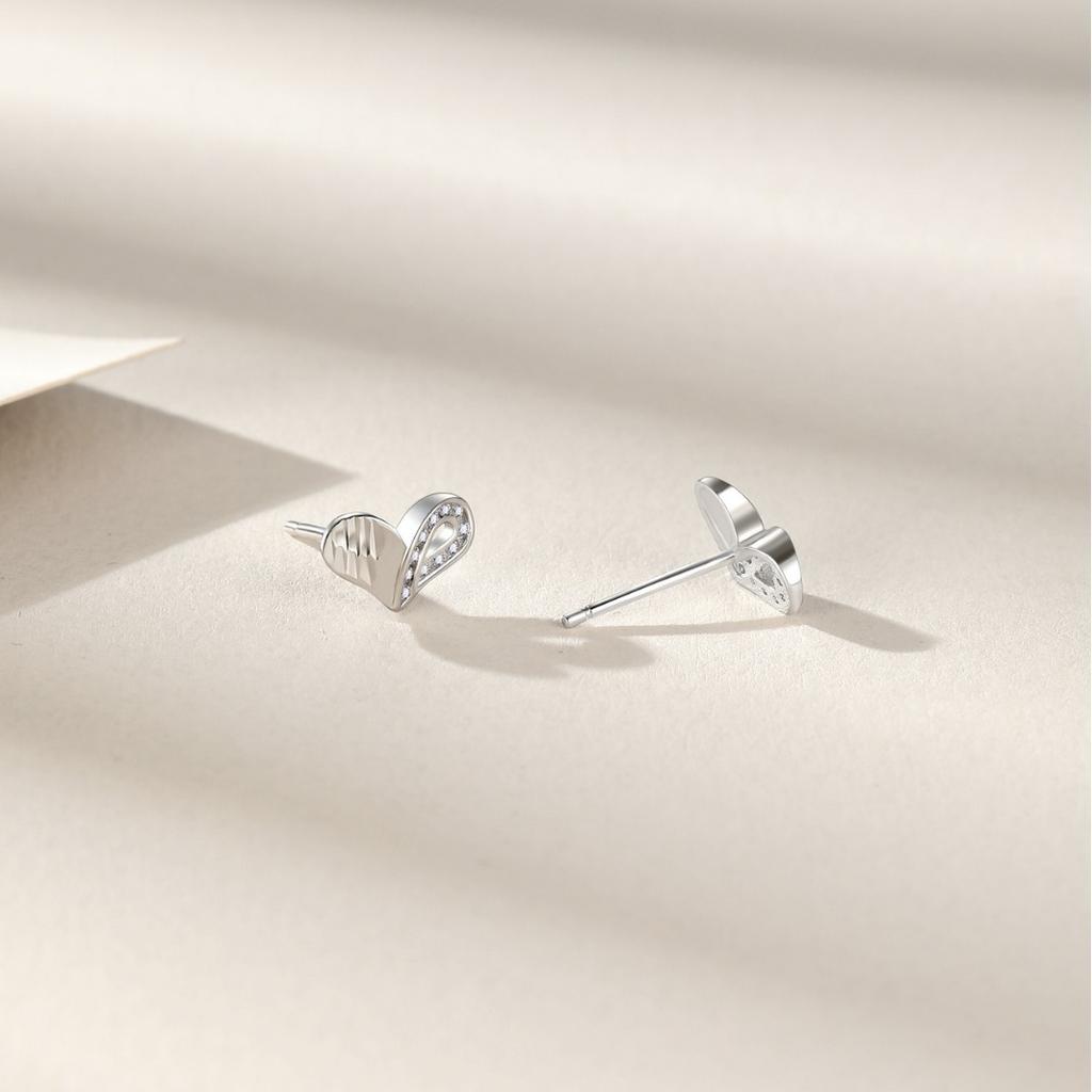 Love Zircon Stud Earrings Women's Personality Temperament Versatile Earrings Summer Xiaoxiangfeng Earrings