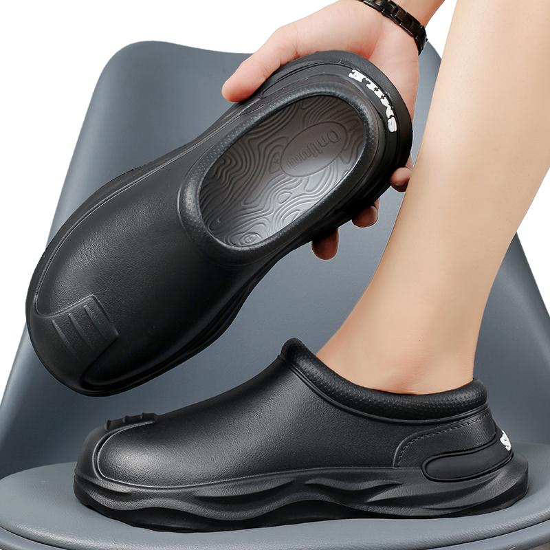New Men Slippers Garden Men's Non-slip Waterproof Chef Shoes Beach Sandal Slippers For Workers Outdoor Fishing Shoes Rain Boots