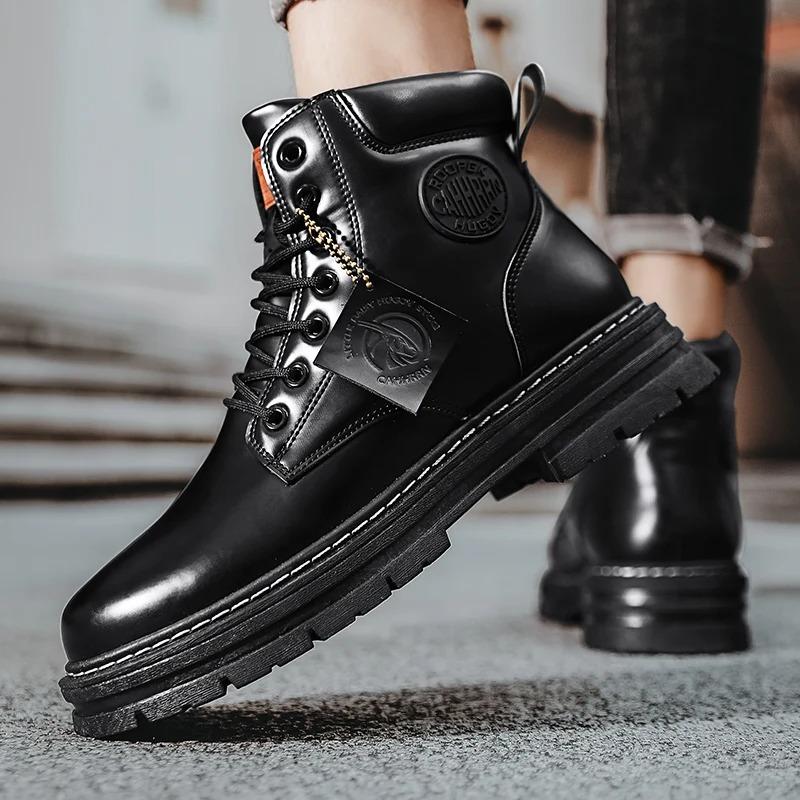 Luxury Brands Riding Boots Walking Shoes for Men Outdoor Boots Men's Ankle Boots Winter New High Top Casual Shoes Classic Design