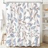 Luxury Bathroom Decorbeautiful Blue Floral Shower Curtain With Rustic Brown Leaf Pattern For Home Interior Design Available In M