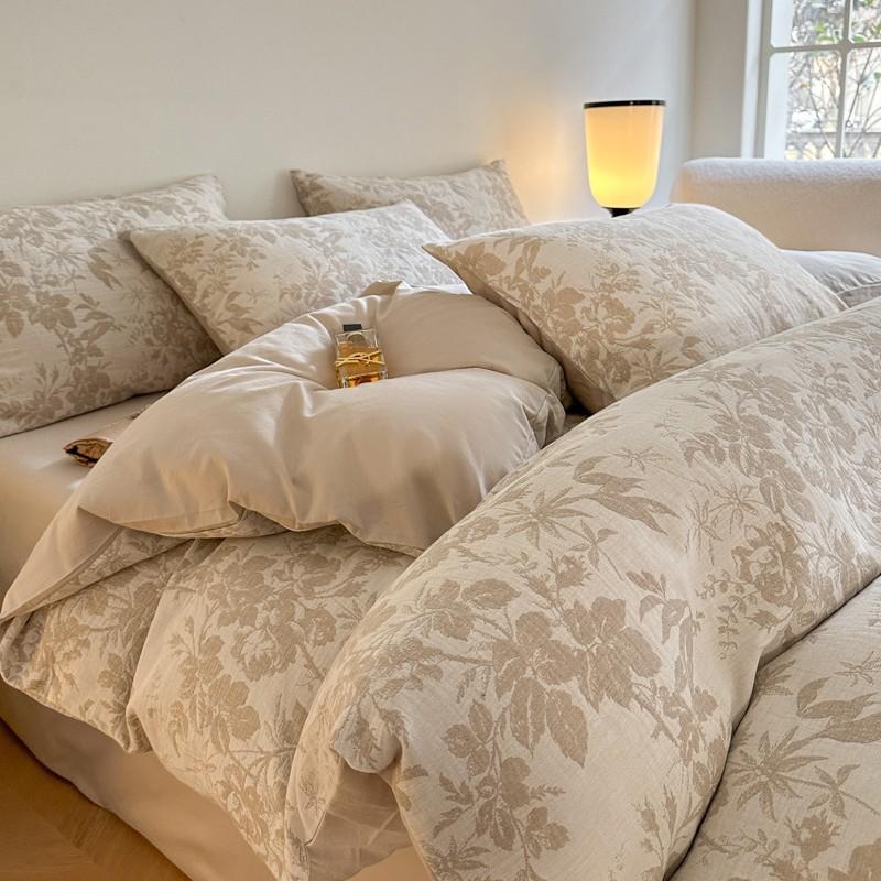 

60S Легкая Роскошь Чистый Хлопок Кровать 4-Предметный Комплект из 100% Хлопка Двухслойная Пряжа Высококачественное Постельное Белье Пододеяльник Постельное Простыня Матрас 1.2m bed sheet 3pcs 1.5*2mcm quilt core