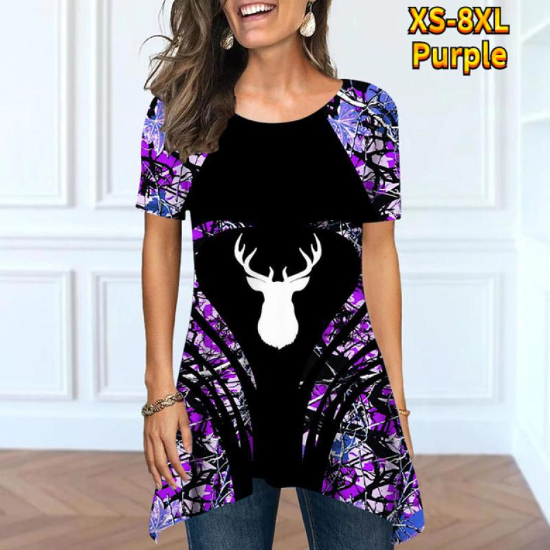 T-shirt a maniche corte con scollo tondo aperto da donna con stampa retrò sotto la maglietta estiva allentata per incontri business manica corta XS-8XL