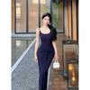 Kumikumi Pure Desire Style Sexy Twist Solid Sling Dress Women Summer Slim Fit Slimming Sheath Skirt Long Dress