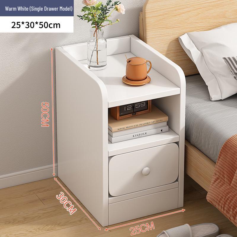 Compact Bedside Table with Storage Shelf for Small Spaces