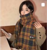 Retro plaid Japanese and Korean atmosphere plaid scarf women's plaid series contrasting color warm shawl student scarf