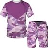Set cu imprimeu camuflaj de vară Costum Hip Hop Harajuku Sport 2 piese Îmbrăcăminte sport supradimensionată Tricou Pantaloni scurți de plajă Ținute Haine pentru bărbați
