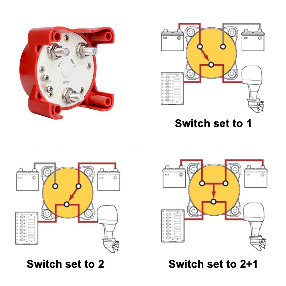 4 Position Isolator Disconnect Rotary Switch Luminous 32V 350A 2 Battery Disconnect Switches AFD for Marine Boat Truck RV