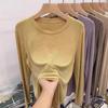 Soft waxy mask t early spring autumn winter 2024 new loose long-sleeved t-shirt women's simple inner layering shirt solid color top