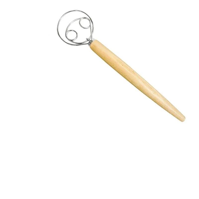 Oak Handle Egg Beater, Flour Beater, Flour Mixer, Stirring Rod, Kitchen Egg Beater, Dough Mixer, Manual Kitchen Tools