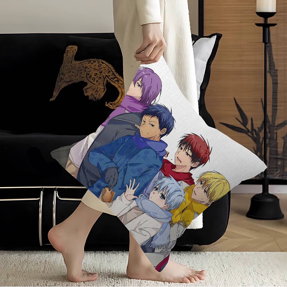 Kuroko Basketball Anime Pillow Covers Cartoon Sofa Decorative Home Doublesided Printing Short Plush Cute Cushion Cover