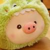 Cartoon Dinosaur Transforming Plush Pig Toy - Long Fur Sleeping Hug Pillow