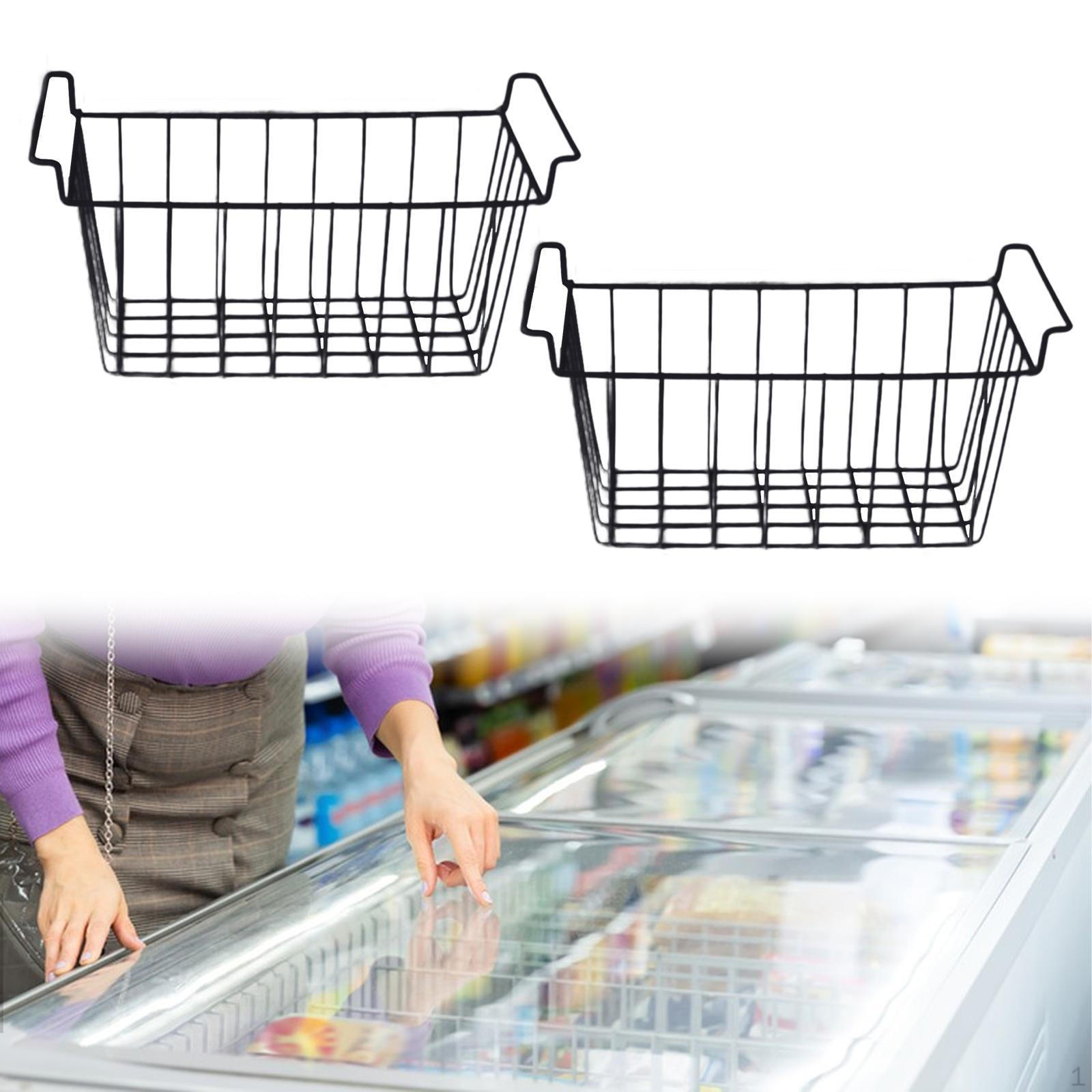 

2 упаковки проволочных корзин для морозильника, переносные контейнеры для хранения с ручками для кладовой 42.5cmx24.5cmx20cm