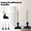 6 Pcs Window Candles With Dusk To - Ivory Stripped Candlesticks With Suction Cups, Roman Column Battery Operated Flameless LED Taper For Christmas