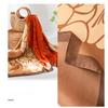 Temperament Color Matching Flower Long Imitation Silk Scarf Orange Khaki Printing Spring and Autumn Versatile Sunscreen Large Shawl