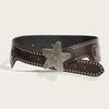 Punk Style Starry Sky Buckle Pu Leather Wide Belt For Outdoor Fashion