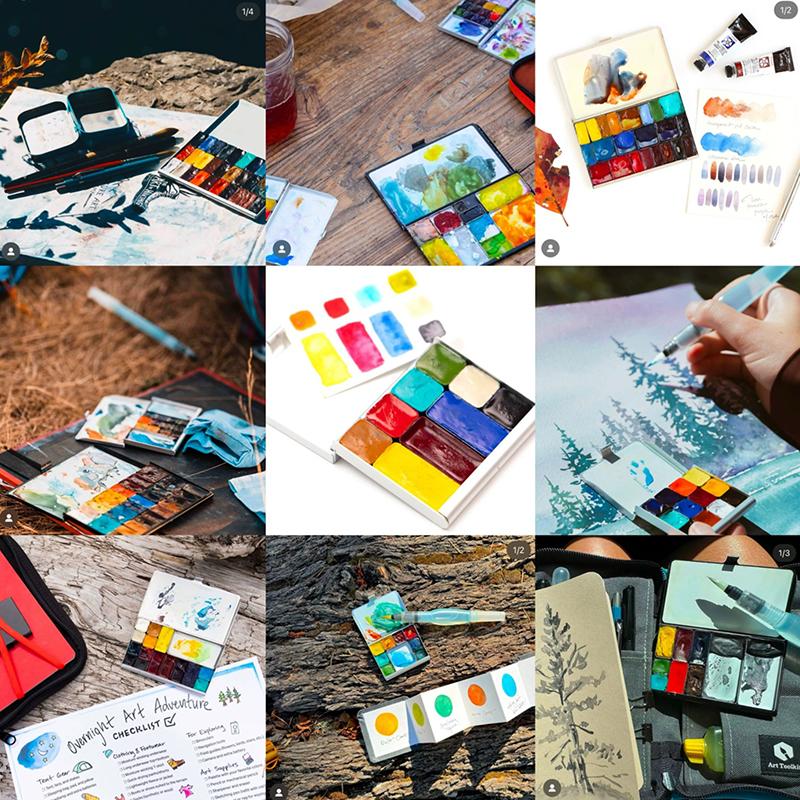 1/2/5/10Pcs Travel Watercolor Box Packaging Grid Magnetic Aluminum Palette 0.5ml/1ml/2ml Professional Paint Art Supplies Box