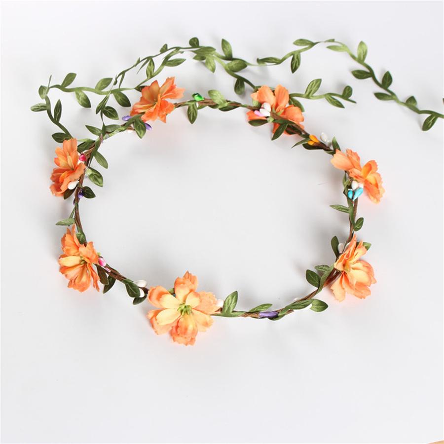 

New Fashion Bohemian Wreath Hair Band Flower Crown Women long Rattan Simulation Flower Headband Headwear spring Hair Accessories