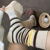Socks, Vintage Socks, Color-blocking Striped Mid-calf Socks for Women, Breathable Autumn and Winter Pile Socks